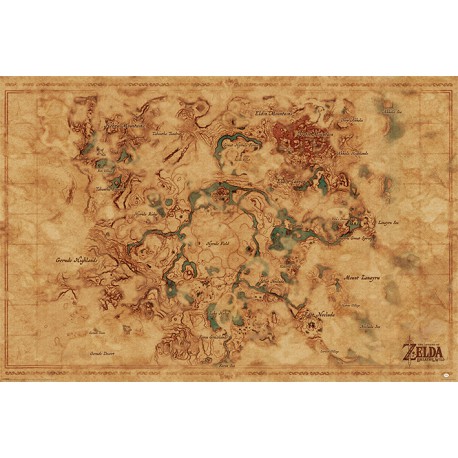 Poster The Legend Of Zelda Breath Of The Wild Hyrule World Map