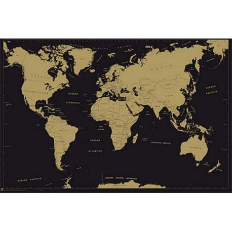 Poster Mapa Mundo Metalizado